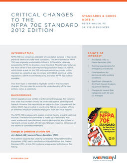 Cover of SCN4 - Significant Changes to the NFPA 70E Standard 2012 Edition - Tech Topic