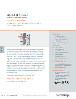 Cover of US3J - US6J - UtlraSafe Class J Fuse Holders
